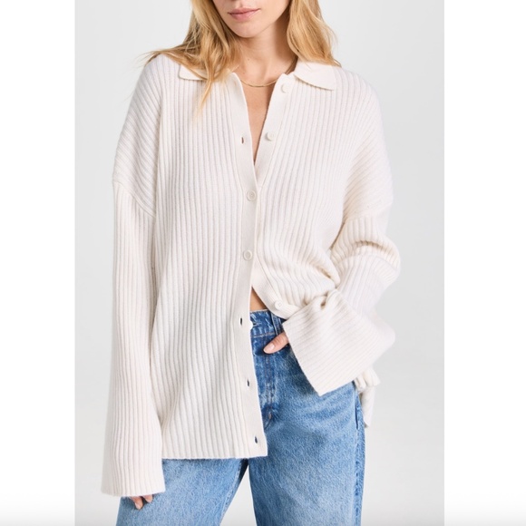 Reformation Sweaters - Reformation Fantino Cashmere Collared Cardigan Gossamer